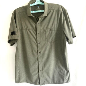Kuhl Optimizer Shirt Mens XL Gray Tapered Fit Short Sleeve Pocket Hiking Stretch